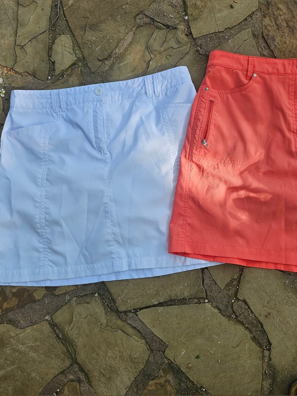 Lot Of 2, NVO Nivo Marika Golf Skirts  Skorts Papaya Orange & White Size 10